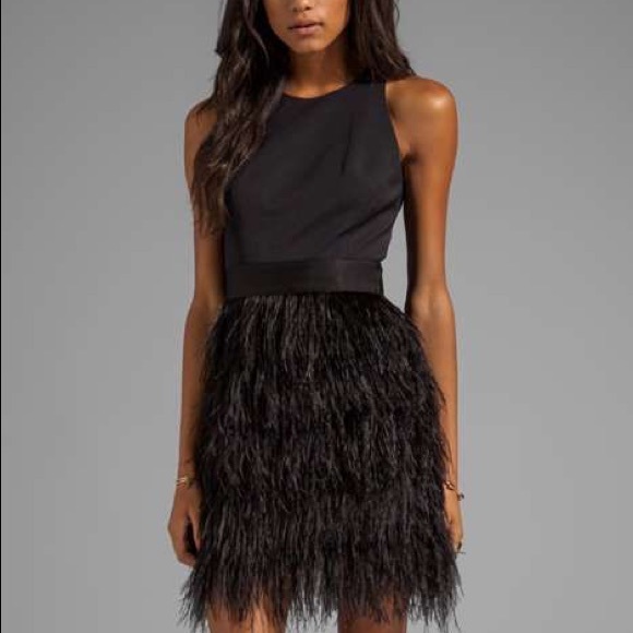 Club Monaco Dresses & Skirts - Little black dress with feather skirt